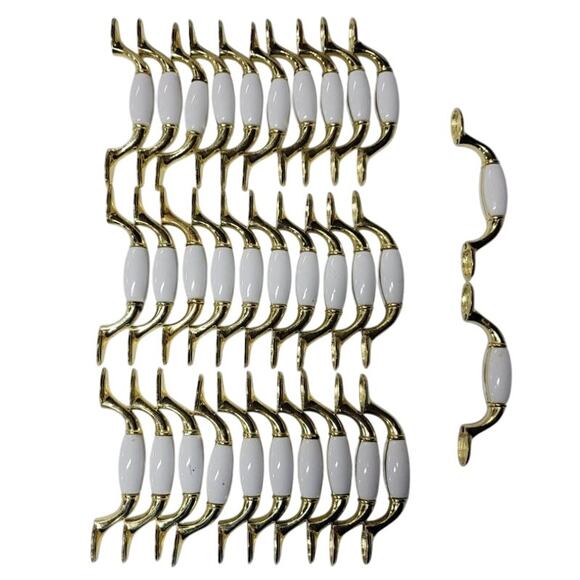 Vintage Porcelain Door Handles - Set of 32White Ceramic PullsMid-Century Style